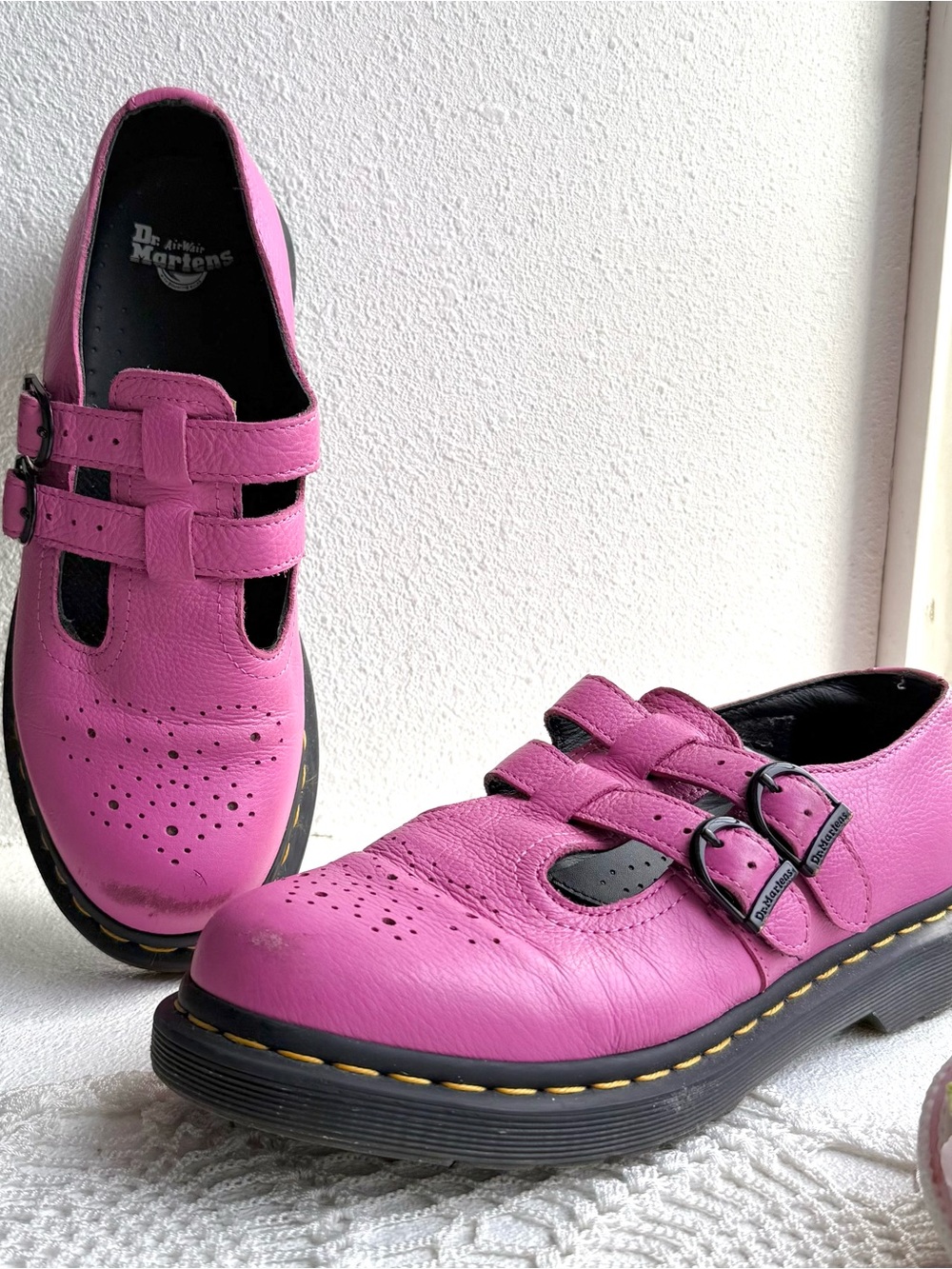 Dr. Martens Bright Pink 8065 Double Buckle Mary Janes